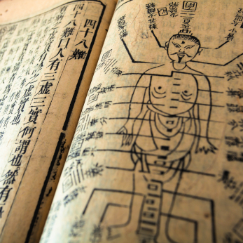 Ancient Chinese medical text open on the Five Phases